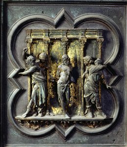 The Flagellation of Christ, femtende panel af norddørene til dåbskapellet San Giovanni, 1403-24 (bronze)